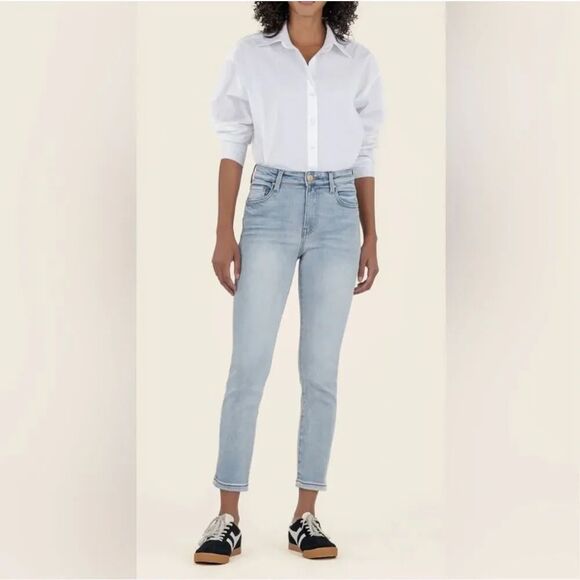 KUT FROM THE KLOTH | Catherine High Rise Crop Straight Leg Light Wash | Size 14 - Picture 1 of 8